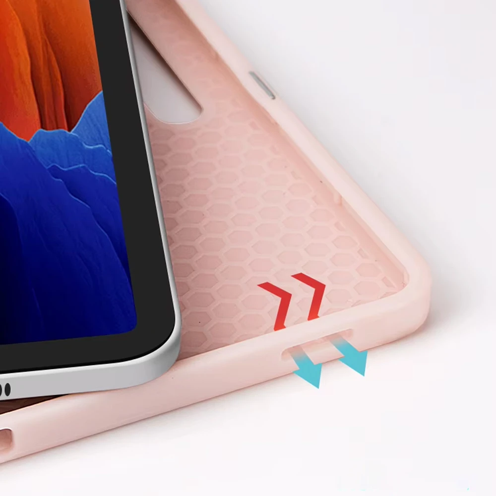 4kom.pl Smart planšetinio kompiuterio dėklas su rašiklio laikikliu, skirtas Samsung Galaxy Tab S9 / S9 S10, rausvas – apsauginis su stovu
