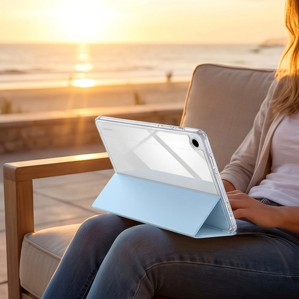 Planšetinio kompiuterio dėklas 4kom.pl TriFold skirtas Samsung Galaxy Tab A11+ Plus 10.9 2025 / A9+ Plus 11 2023 – su stovu ir vieta rašikliui (składane ochronne su klapką do tabletu case)