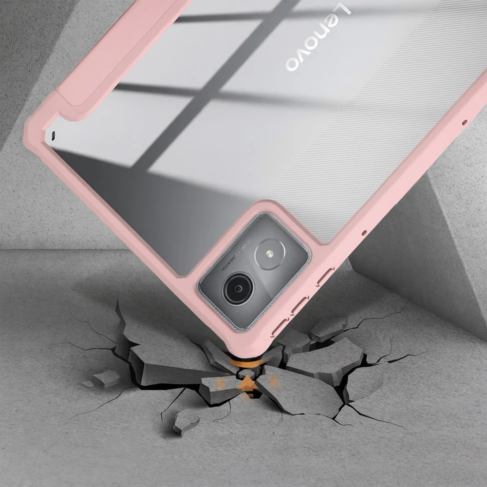 Planšetinio kompiuterio dėklas 4kom.pl su permatomu dangteliu, skirtas Lenovo Tab K11 Plus 11.45 / Lenovo K11 Plus, rožinis – apsauginis su stovu