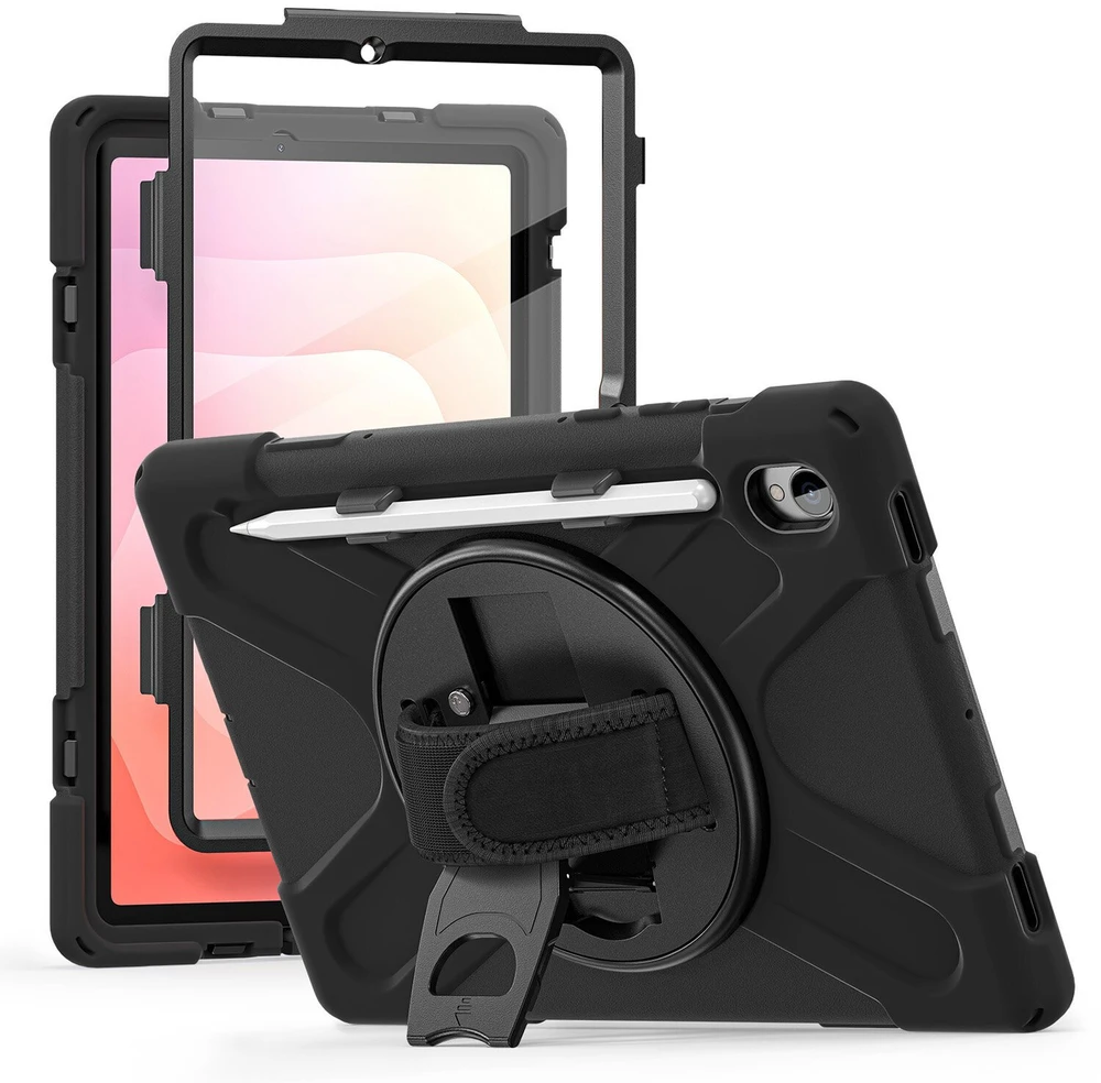 Armored Dėklas with handle 4smarts Rugged Dėklas Grip for Samsung Galaxy Tab S11 juodos spalvos