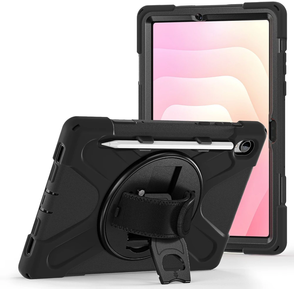Armored Dėklas with handle 4smarts Rugged Dėklas Grip for Samsung Galaxy Tab S11 juodos spalvos