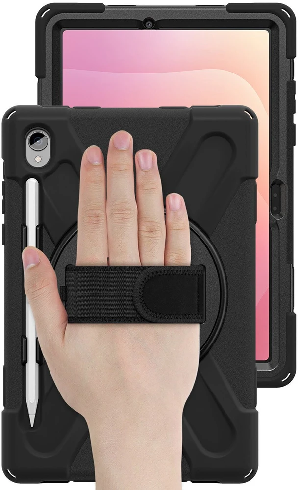 Armored Dėklas with handle 4smarts Rugged Dėklas Grip for Samsung Galaxy Tab S11 juodos spalvos