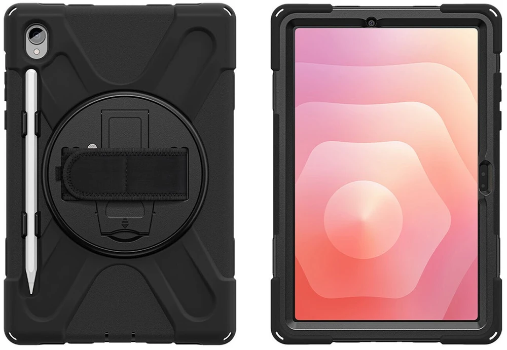 Armored Dėklas with handle 4smarts Rugged Dėklas Grip for Samsung Galaxy Tab S11 juodos spalvos