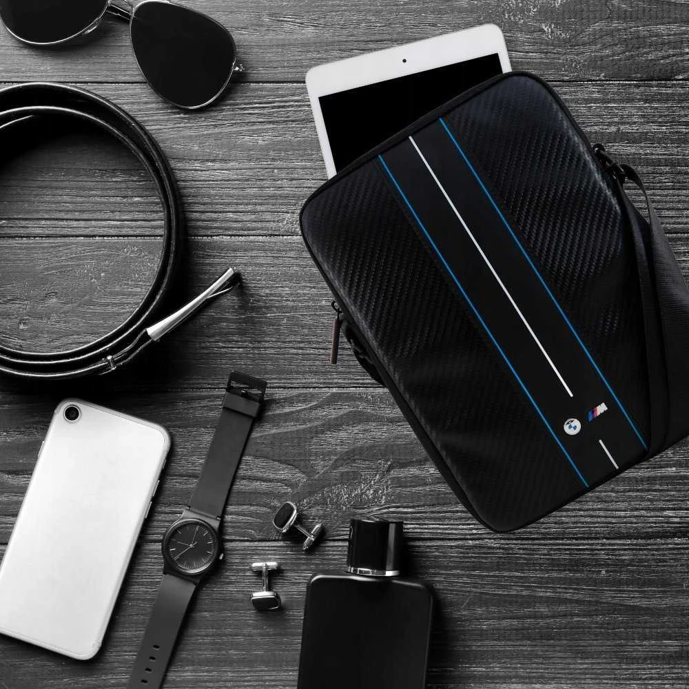 Bag BMW BMTB8COMSCAKL 8″ juodos spalvos Carbon Mėlyna Stripes