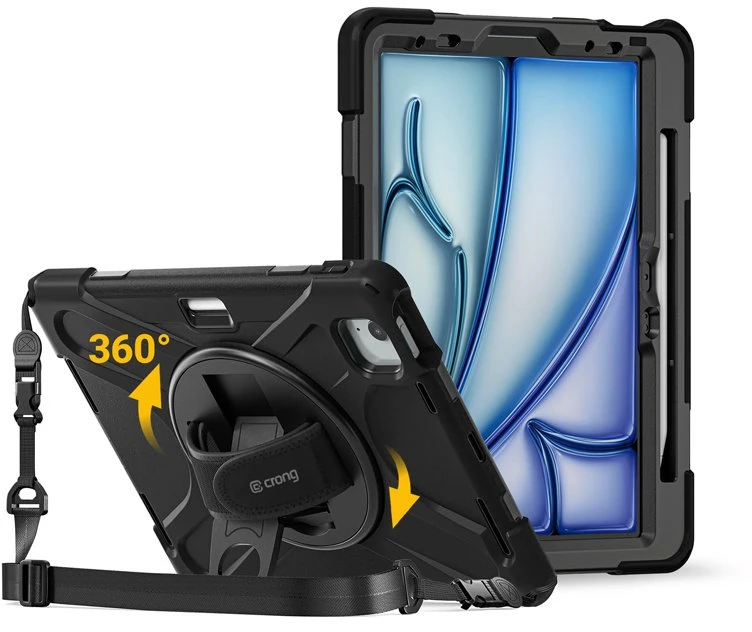 Crong Defender Plus - Rugged dėklas Apple iPad Air 11" M3 2025 / M2 2024 juodos spalvos