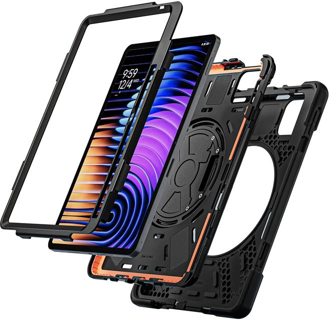 „Crong Defender Plus“ planšetinio kompiuterio dėklas – šarvuotas dėklas „Xiaomi Pad 8 / 8 Pro / Pad 7 / 7 Pro“ 11,2'' (juodas)