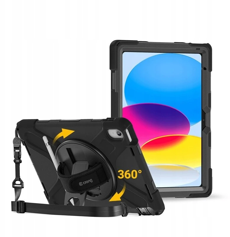 Crong Defender Plus - Rugged dėklas Apple iPad 11" A16 2025 / 10.9" 2022 juodos spalvos