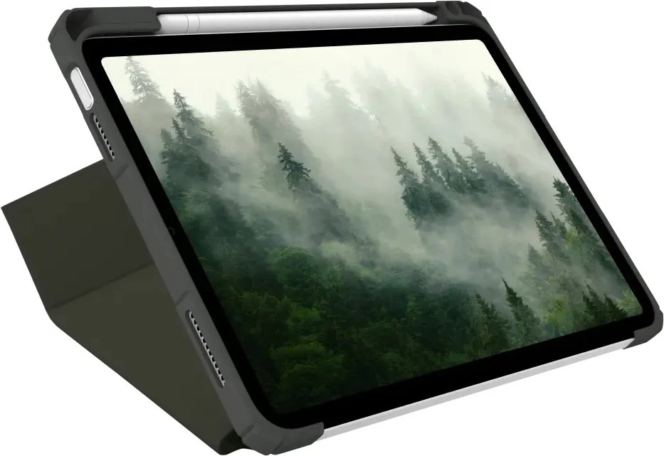 „dbramante London“ dėklas planšetei ICON, skirtas planšetei su plastiko dangteliu, miško žalumo, tinka Apple 11 colių iPad Air M3 Wi-Fi, M3 Wi-Fi + Cellular
