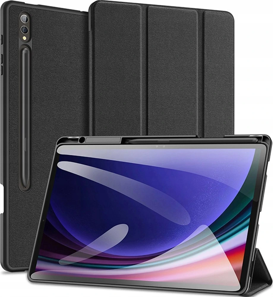 Dux Ducis Domo PU Odinis dėklas with Stand skirtas Samsung Tab S10+ / S9+ / S9 FE+ – juodos spalvos