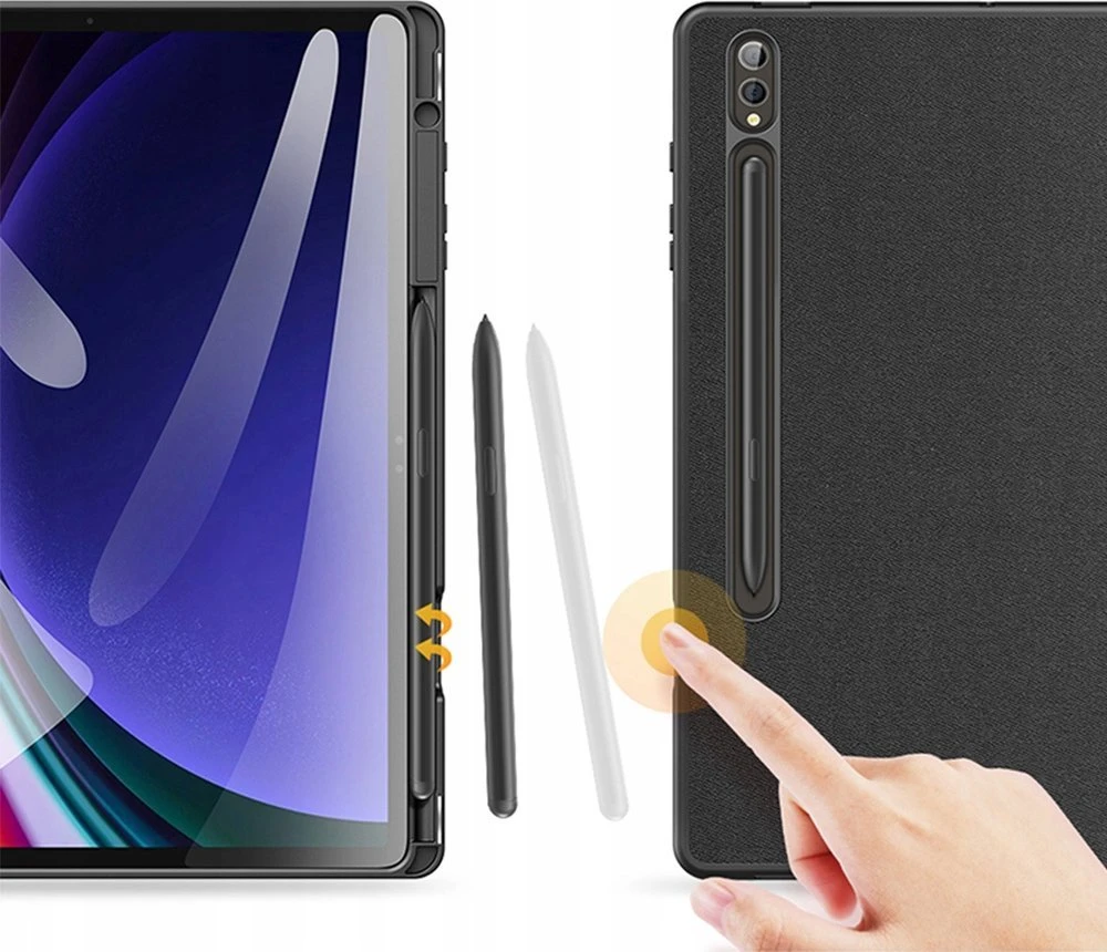 Dux Ducis Domo PU Odinis dėklas with Stand skirtas Samsung Tab S10+ / S9+ / S9 FE+ – juodos spalvos