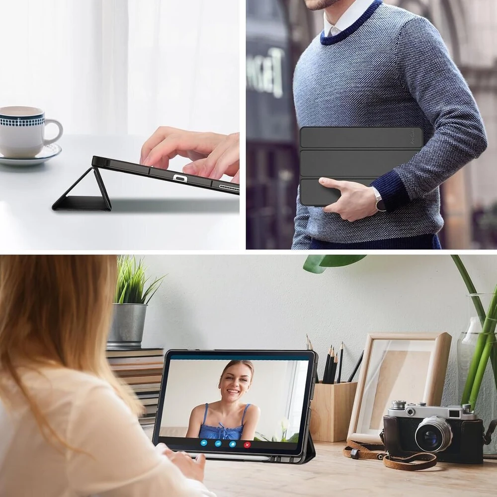 Dėklas planšetei Evelatus Dėklas knyginis Connect Galaxy Tab S9 Planšetė dėklas su pamėgdžiojančiu mikropluoštu viduje Juodas