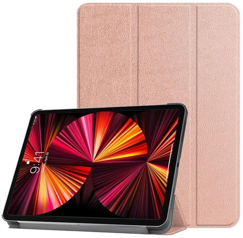 iLike Tri-Fold Plāns Eko-Ādas Statīva Maks Lenovo Tab P12 12.7'' (2023) Rozīgi Zeltaina