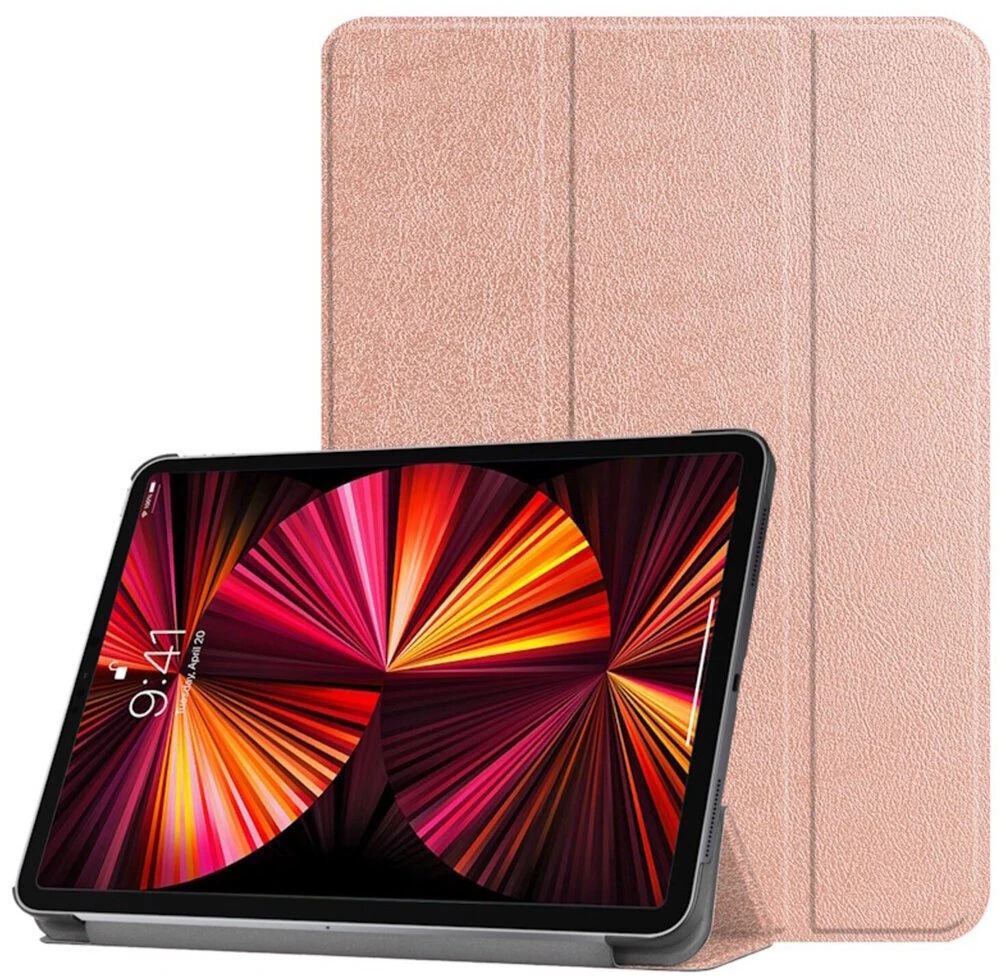iLike Tri-Fold Plāns Eko-Ādas Statīva Maks iPad Mini 5 7.9'' (2019) 5th / Mini 4 (2015) 4th Rozīgi Zeltaina