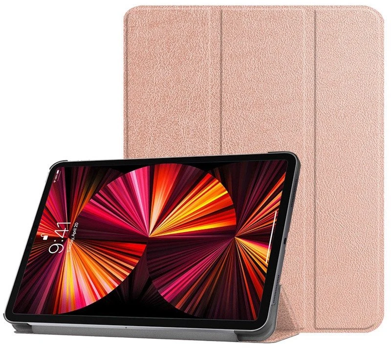 iLike planšetinio kompiuterio dėklas „Trijų dalių sulankstomas ekologiškos odos dėklas Samsung Galaxy Tab S9 FE“, rožinio aukso spalvos