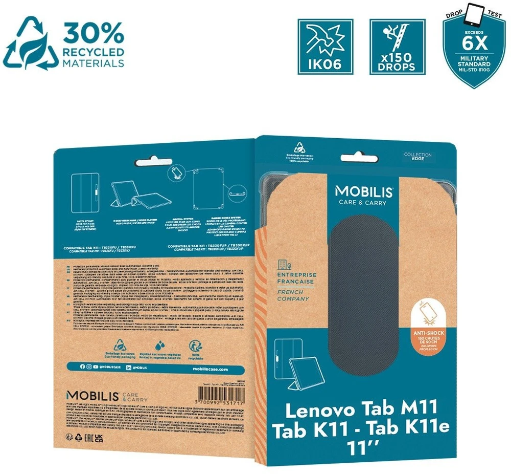 Dėklas na tablet Mobilis 060016 etui na tablet 27,9 cm (11'') Dėklas Juodas, Permatomas