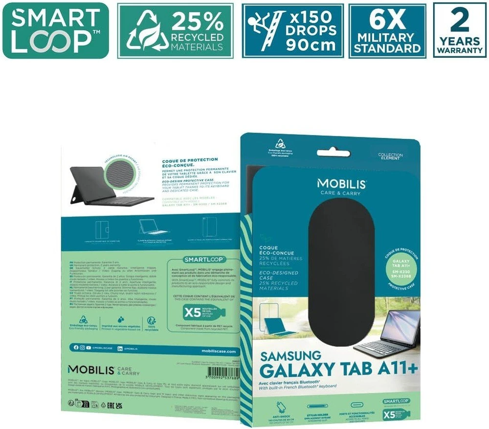 Carruzzo Mobilis 068027 planšetinio kompiuterio dėklas 27,9 cm (11″) „Folio“ Juoda