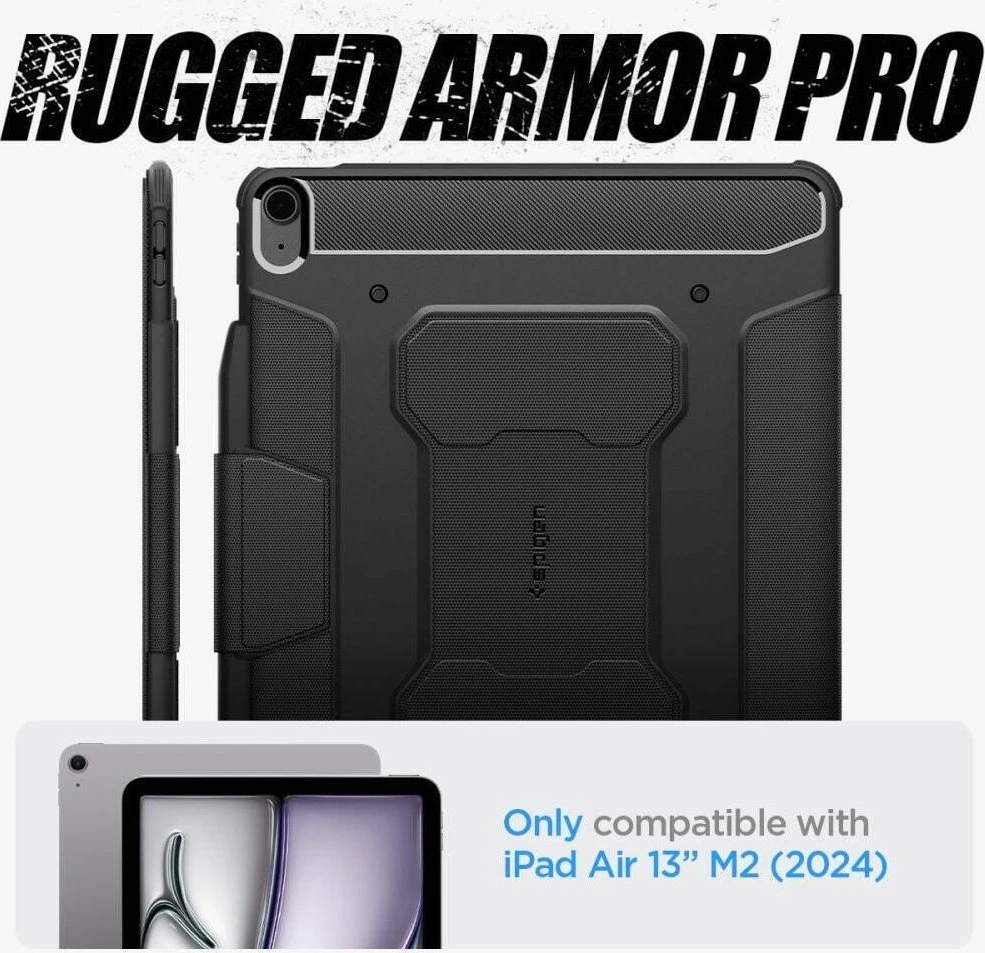 Spigen Rugged Armor Pro, juodas – iPad Air 13" (2026/2025/2024)
