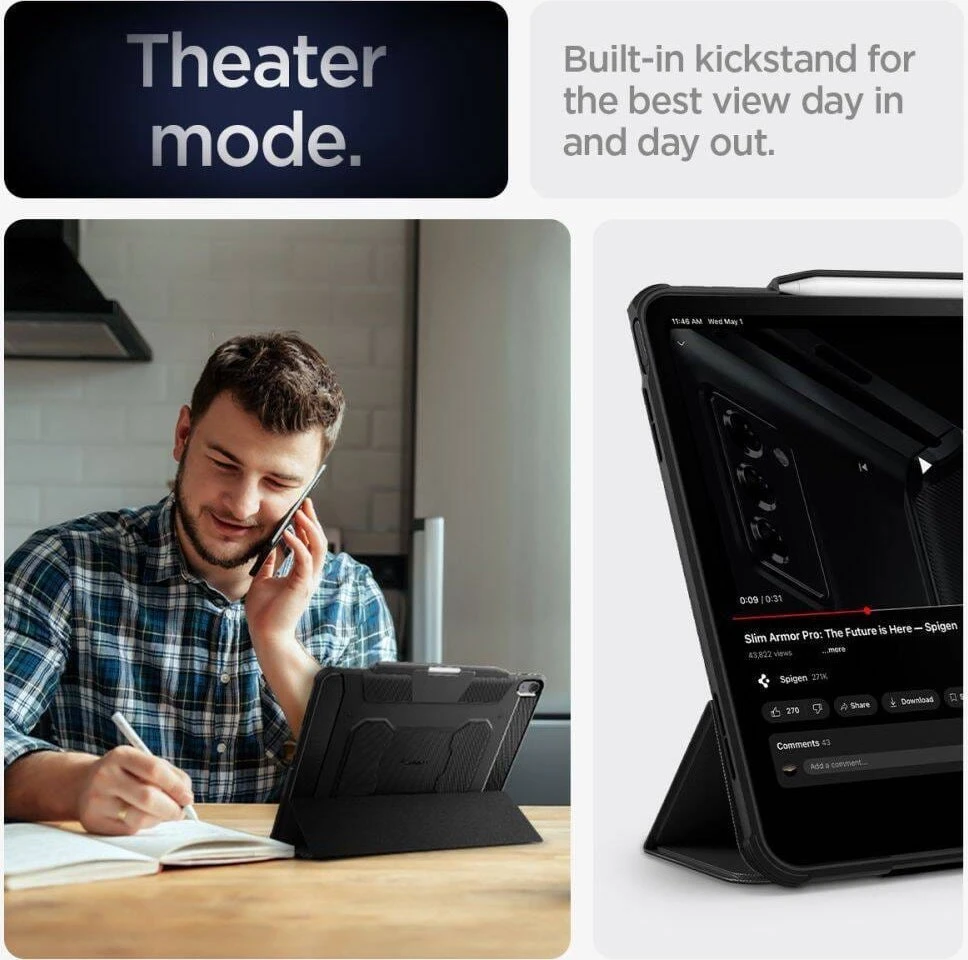 Spigen Rugged Armor Pro, juodas – iPad Air 13" (2026/2025/2024)