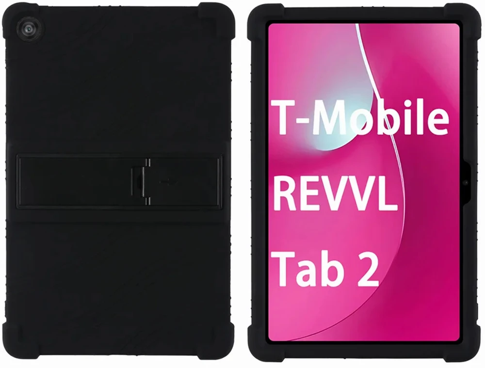 Strado-Tech Armor planšetinio kompiuterio dėklas T-Mobile T Planšetė 2 10.1 5G 2025, šarvuotas, juodas – apsauginis su stovu
