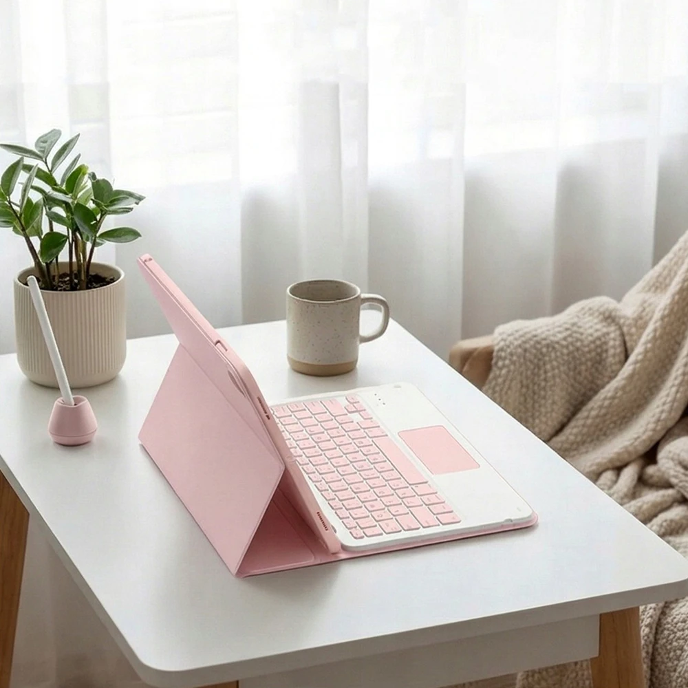 Planšetinio kompiuterio dėklas Strado-Tech su Bluetooth klaviatūra ir touchpad jutikliu, skirtas Redmi Pad 2 11 2025 – apsauginis su stovu, prieiga prie prievadų ir mygtukų