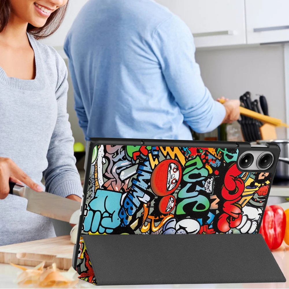 Planšetinio kompiuterio dėklas Strado-Tech Grafinis Xiaomi Redmi Pad Pro 12.1 2024 / Poco Pad 12.1 su dangteliu – apsauginis su stovu