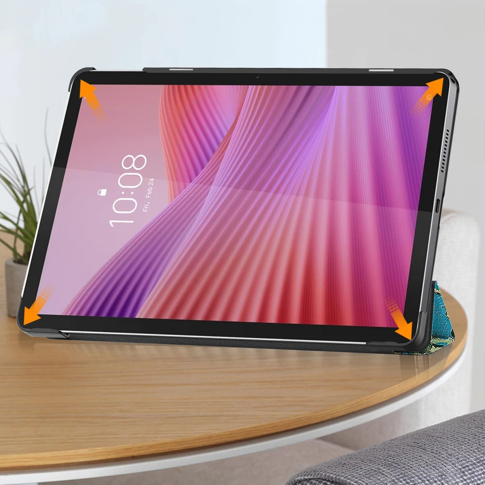 Planšetinio kompiuterio dėklas Strado-Tech Grafinis, skirtas Lenovo Tab 10.1 2025, su dangteliu – apsauginis su stovu
