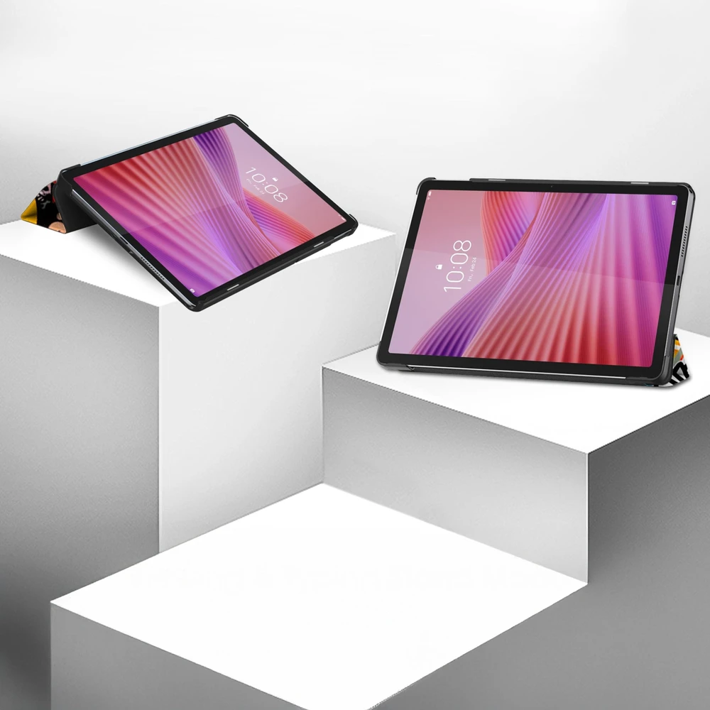 Planšetinio kompiuterio dėklas Strado-Tech Grafinis, skirtas Lenovo Tab 10.1 2025, su dangteliu – apsauginis su stovu