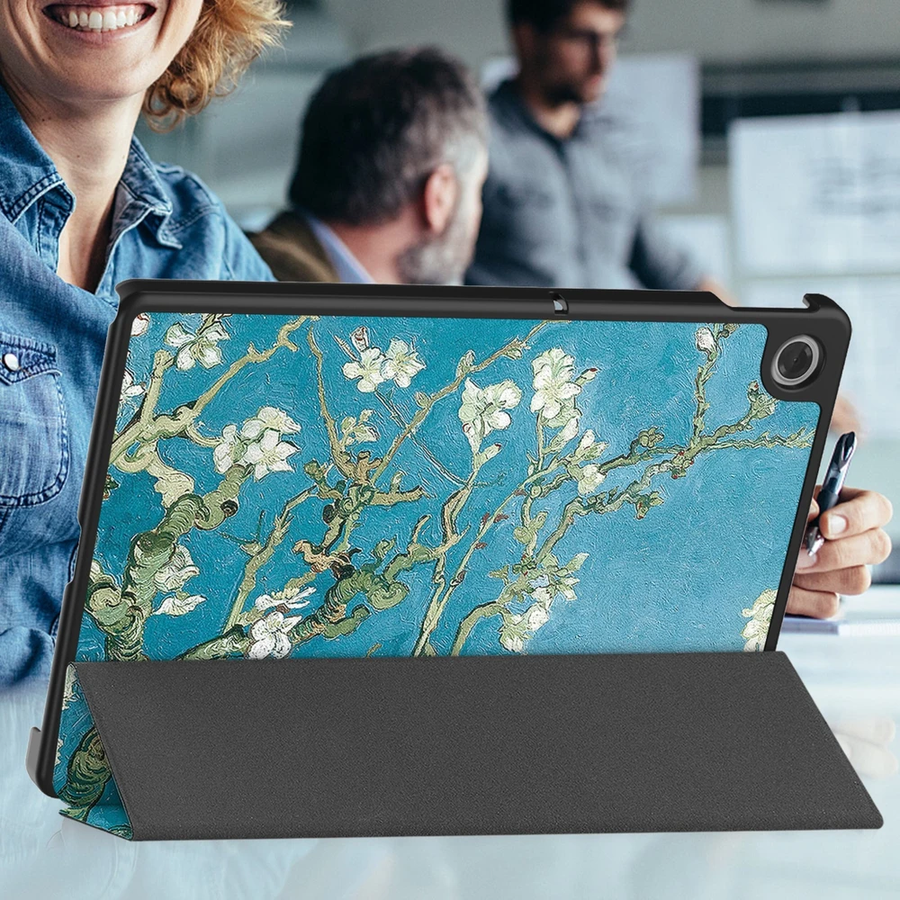 Planšetinio kompiuterio dėklas Strado-Tech Grafinis, skirtas Lenovo Tab 10.1 2025, su dangteliu – apsauginis su stovu