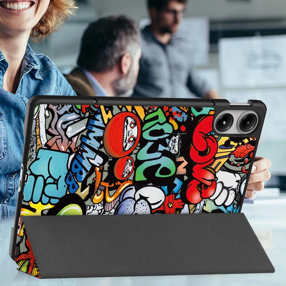 Planšetinio kompiuterio dėklas Strado-Tech Grafinis Xiaomi Redmi Pad Pro 12.1 2024 / Poco Pad 12.1 su dangteliu – apsauginis su stovu