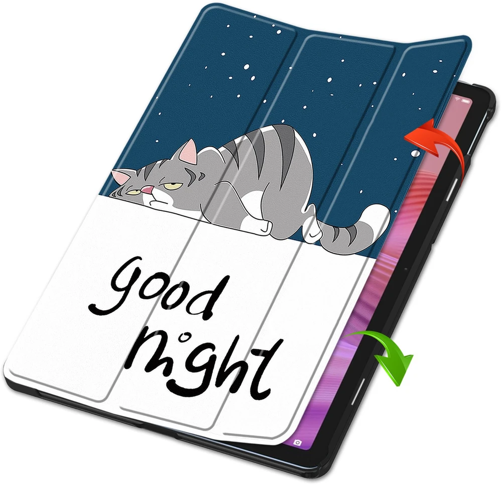 Planšetinio kompiuterio dėklas Strado-Tech Grafinis, skirtas Lenovo Tab 10.1 2025, su dangteliu – apsauginis su stovu