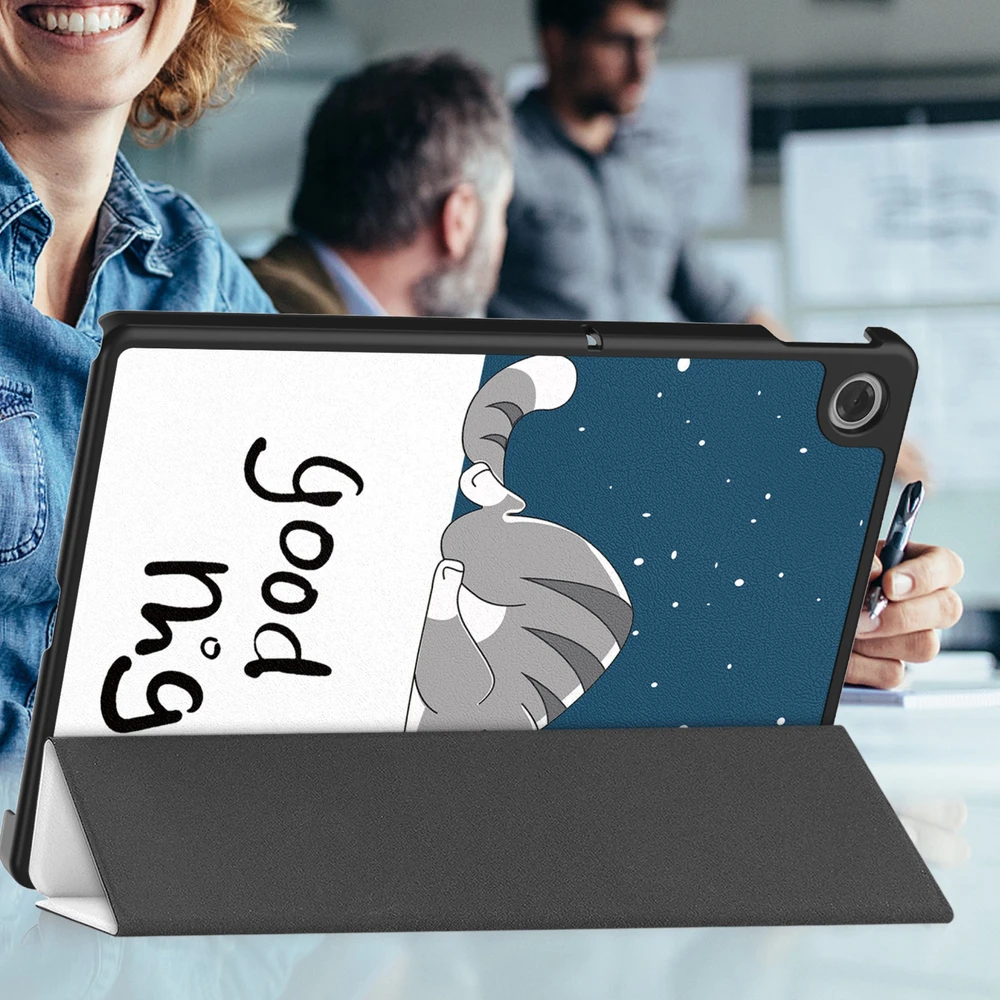 Planšetinio kompiuterio dėklas Strado-Tech Grafinis, skirtas Lenovo Tab 10.1 2025, su dangteliu – apsauginis su stovu