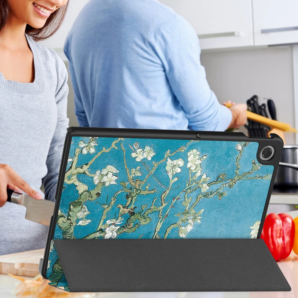 Planšetinio kompiuterio dėklas Strado-Tech Grafinis, skirtas Lenovo Tab 10.1 2025, su dangteliu – apsauginis su stovu