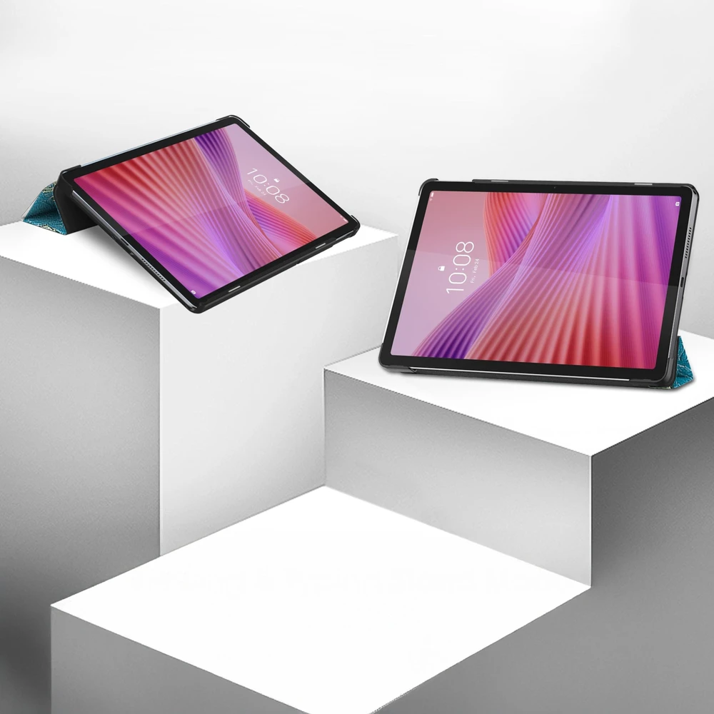 Planšetinio kompiuterio dėklas Strado-Tech Grafinis, skirtas Lenovo Tab 10.1 2025, su dangteliu – apsauginis su stovu