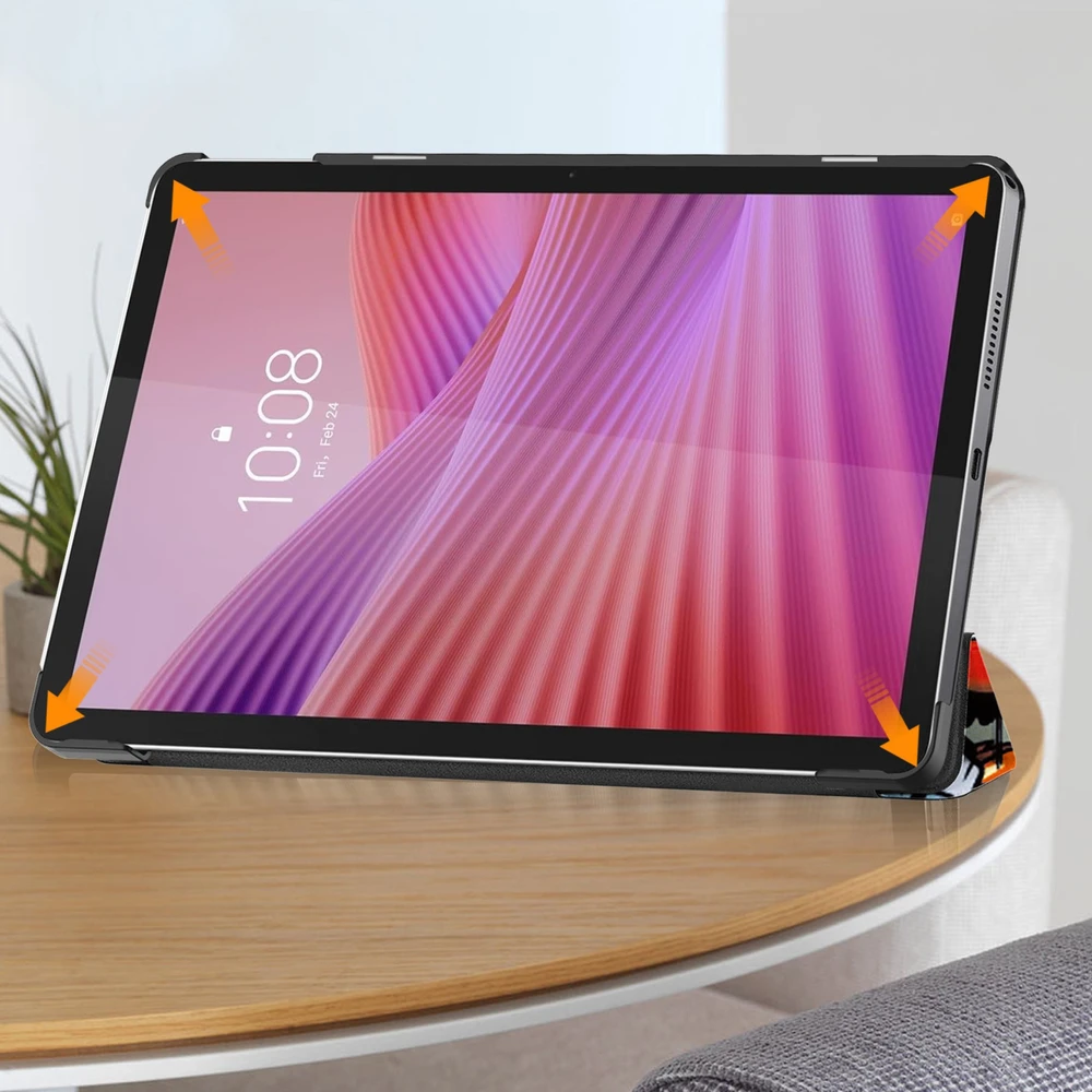 Planšetinio kompiuterio dėklas Strado-Tech Grafinis, skirtas Lenovo Tab 10.1 2025, su dangteliu – apsauginis su stovu