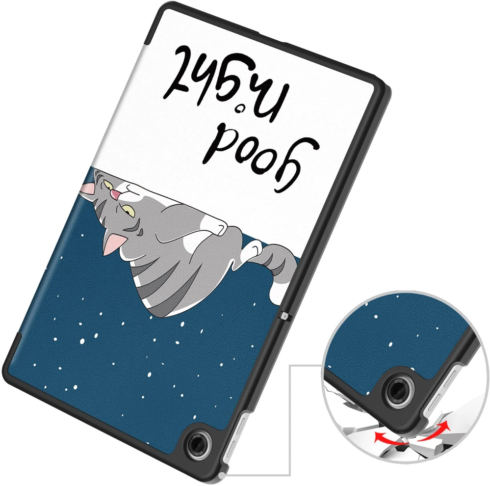 Planšetinio kompiuterio dėklas Strado-Tech Grafinis, skirtas Lenovo Tab 10.1 2025, su dangteliu – apsauginis su stovu