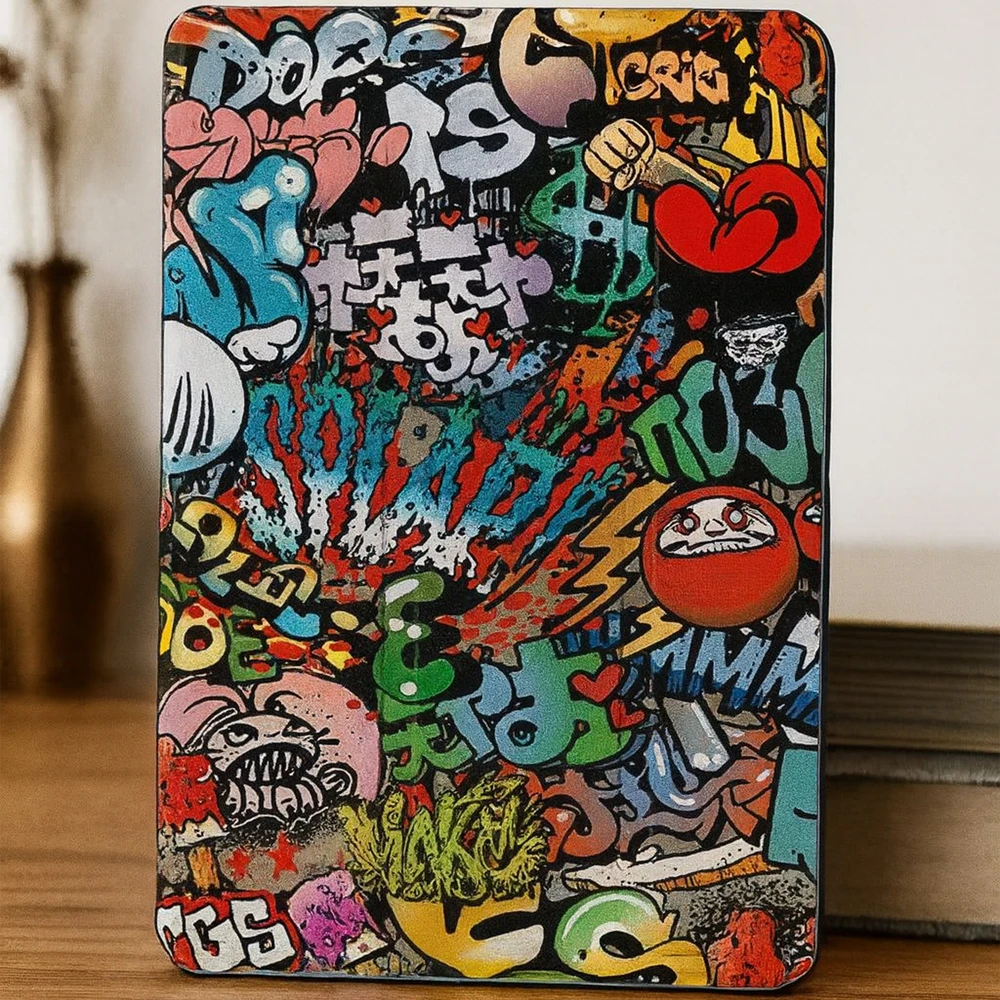 Planšetinio kompiuterio dėklas Strado-Tech Grafinis, skirtas Lenovo Tab 10.1 2025, su dangteliu – apsauginis su stovu