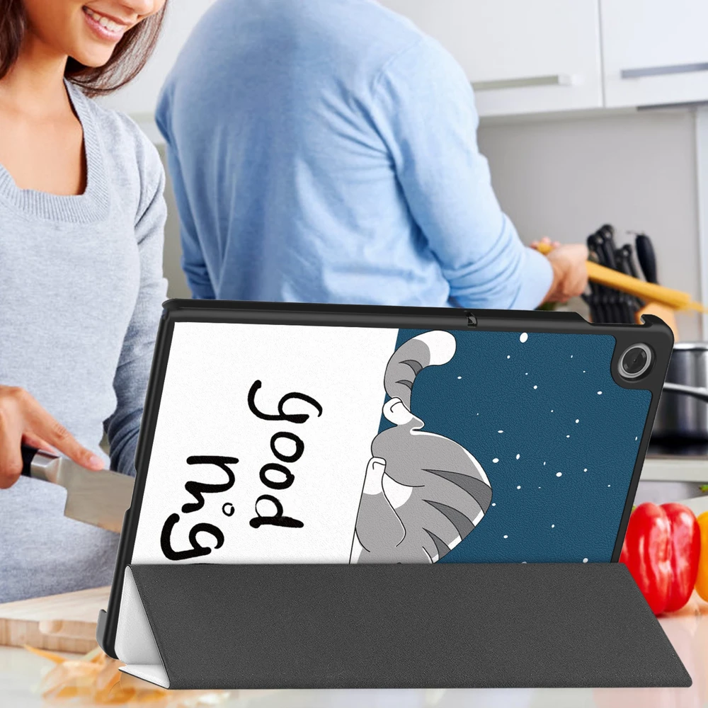 Planšetinio kompiuterio dėklas Strado-Tech Grafinis, skirtas Lenovo Tab 10.1 2025, su dangteliu – apsauginis su stovu