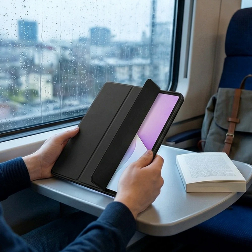 Planšetinio kompiuterio dėklas Strado-Tech Smart, skirtas Huawei MatePad Air 11 2023 / MatePad 11.5 S 2024 2025 su dangteliu / Huawei MatePad Air 11.5 2024, juodas – apsauginis