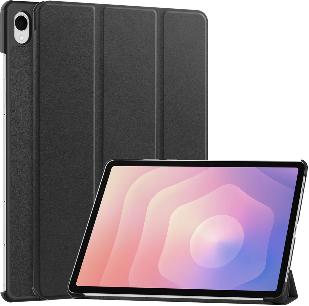 Planšetinio kompiuterio dėklas Strado-Tech Smart, skirtas Samsung Galaxy Tab S11 11 SM SMX736 su dangteliu, juodas – apsauginis su stovu