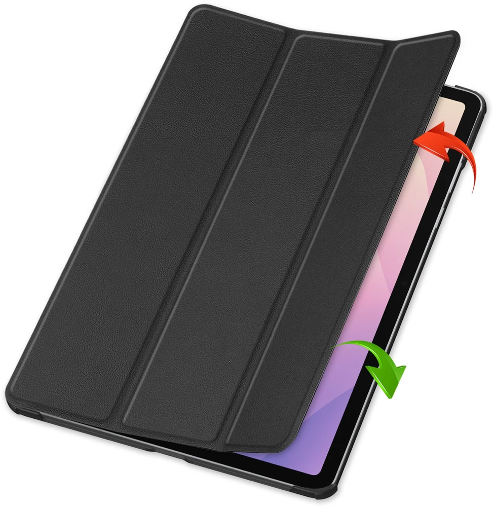 Planšetinio kompiuterio dėklas Strado-Tech Smart, skirtas Samsung Galaxy Tab S11 11 SM SMX736 su dangteliu, juodas – apsauginis su stovu