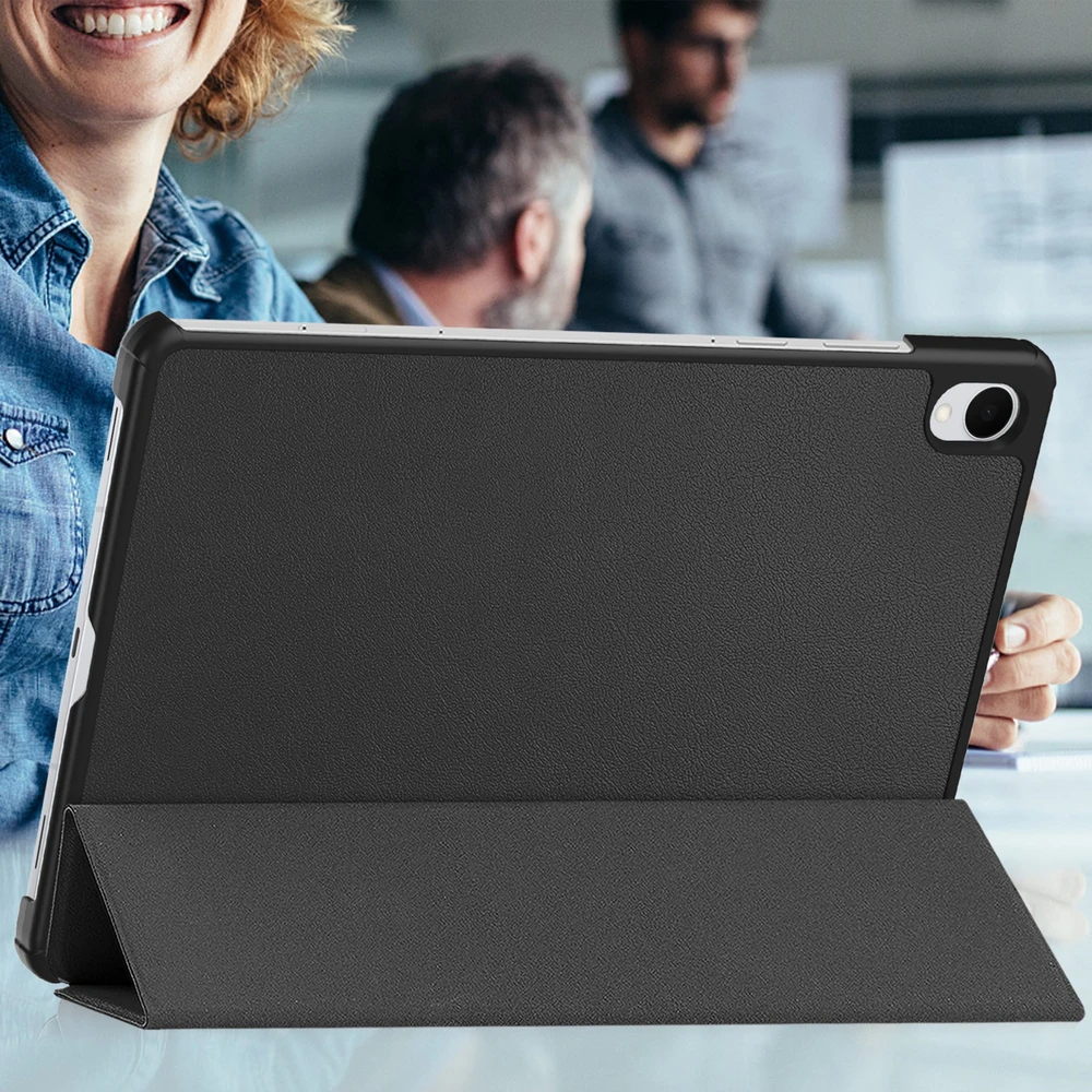 Planšetinio kompiuterio dėklas Strado-Tech Smart, skirtas Samsung Galaxy Tab S11 11 SM SMX736 su dangteliu, juodas – apsauginis su stovu