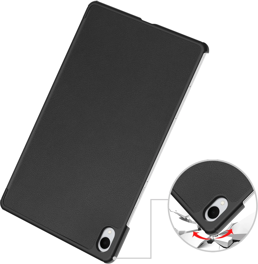 Planšetinio kompiuterio dėklas Strado-Tech Smart, skirtas Samsung Galaxy Tab S11 11 SM SMX736 su dangteliu, juodas – apsauginis su stovu