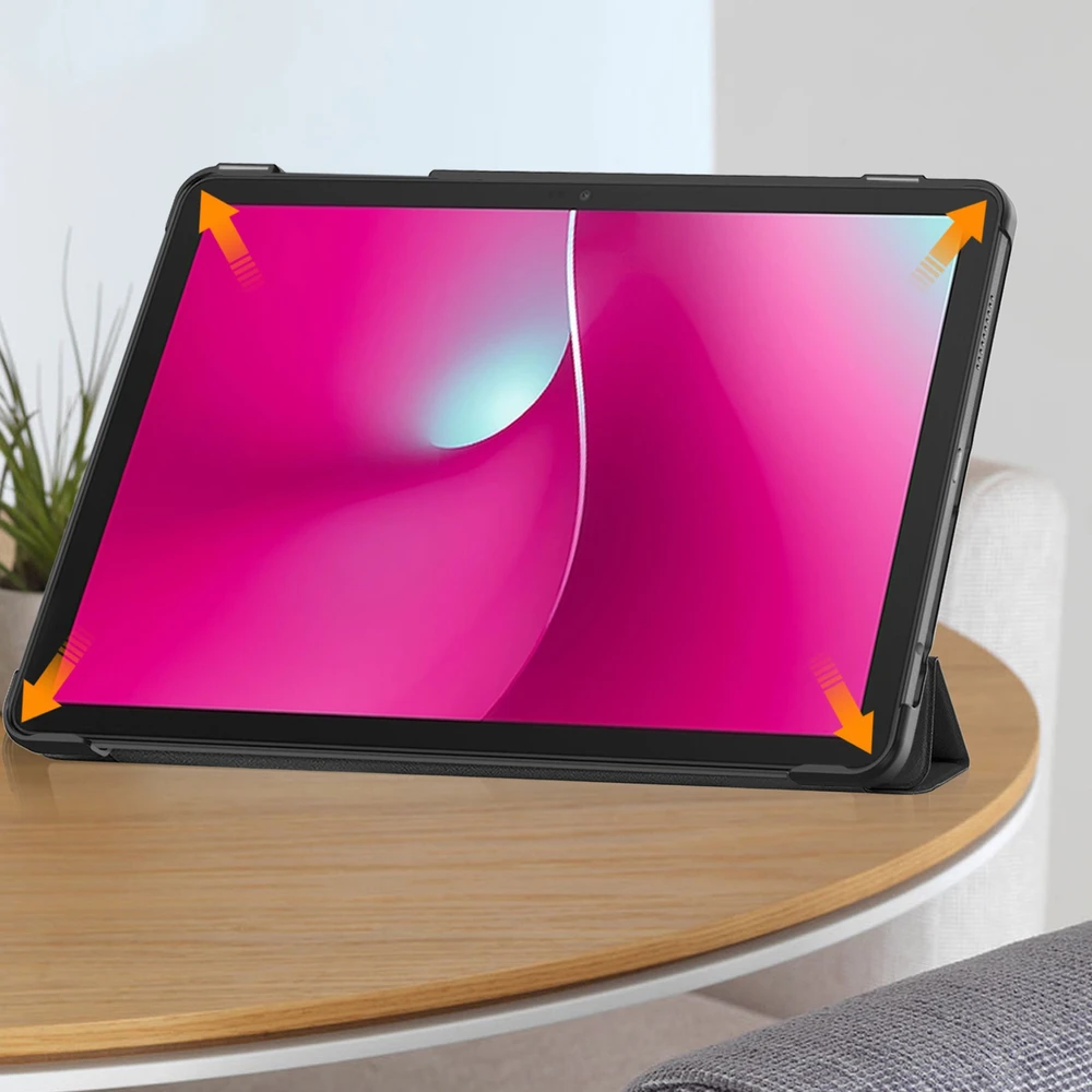 Planšetinio kompiuterio dėklas SUPERO Smart, skirtas T-Mobile T Planšetė 2 10.1 5G 2025, su dangteliu, juodas – apsauginis su stovu