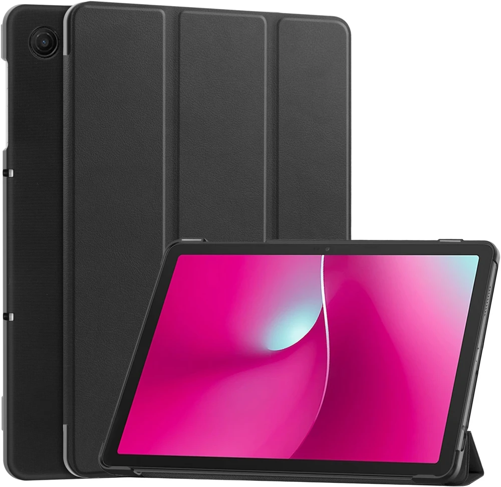 Planšetinio kompiuterio dėklas SUPERO Smart, skirtas T-Mobile T Planšetė 2 10.1 5G 2025, su dangteliu, juodas – apsauginis su stovu