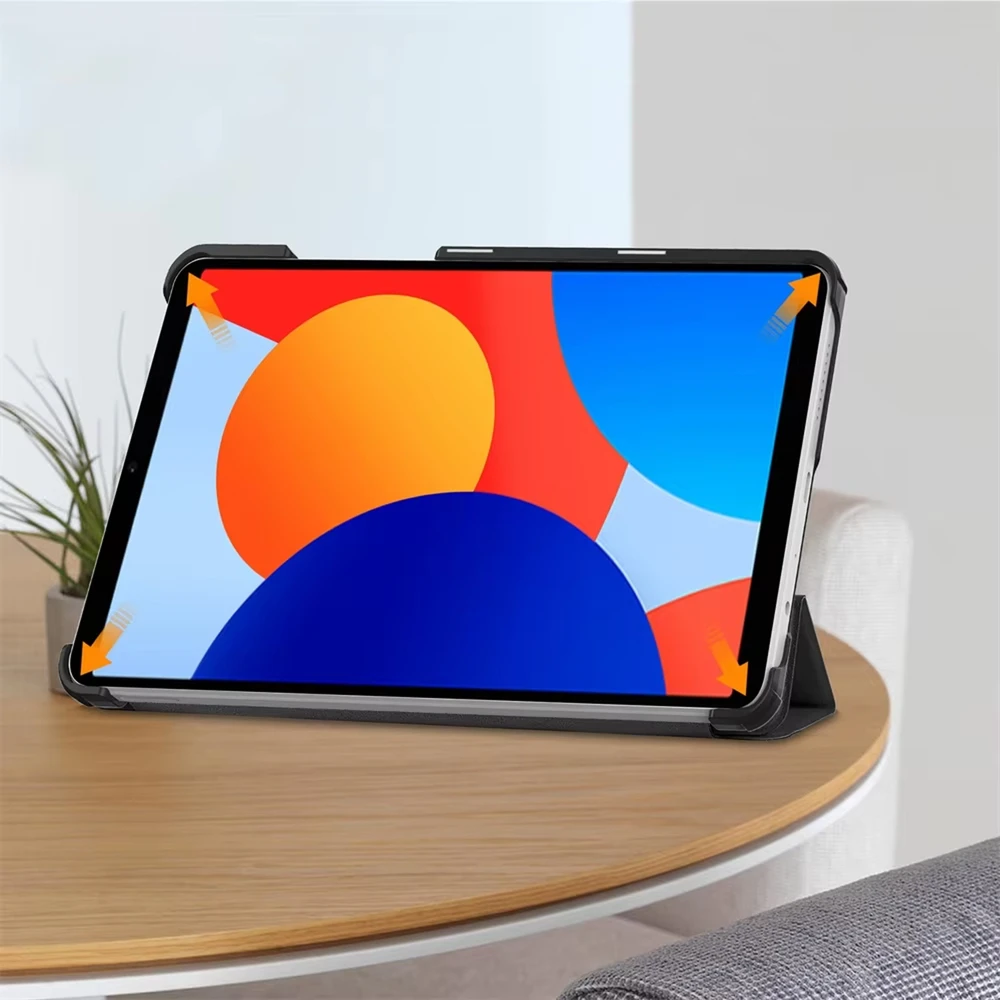Planšetinio kompiuterio dėklas Strado-Tech Graphic skirtas Redmi Pad SE 8.7 2024 / Redmi Pad, Galactica – apsauginis su stovu, prieiga prie portų ir mygtukų