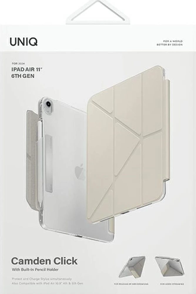 UNIQ Camden Click iPad Air 11″ (2024) dėklas smėlio/dramblio kaulo spalvos