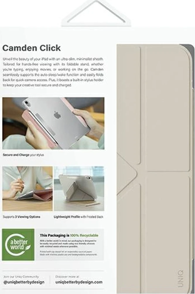 UNIQ Camden Click iPad Air 11″ (2024) dėklas smėlio/dramblio kaulo spalvos