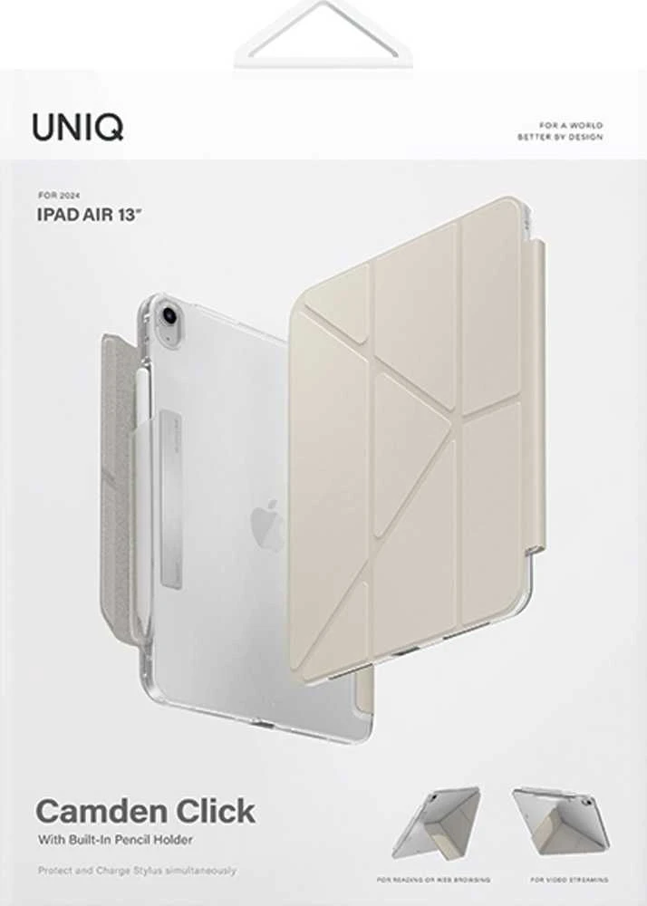 UNIQ Camden Click Apple iPad Air 13" (2024) dėklas smėlio/dramblio kaulo spalvos