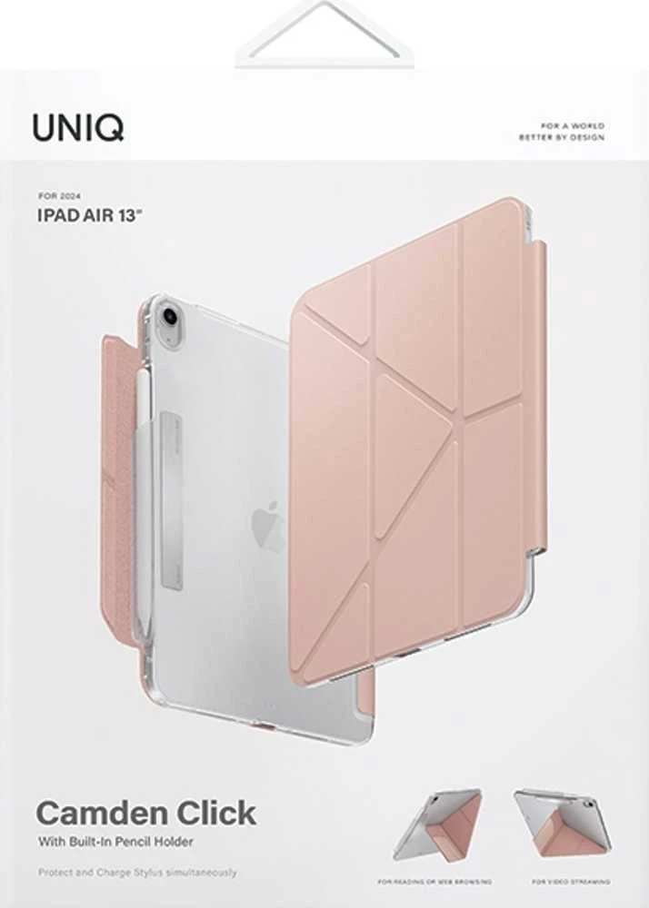 UNIQ Camden Click Apple iPad Air 13″ (2024) Dėklas rožinės spalvos/blush rožinės spalvos