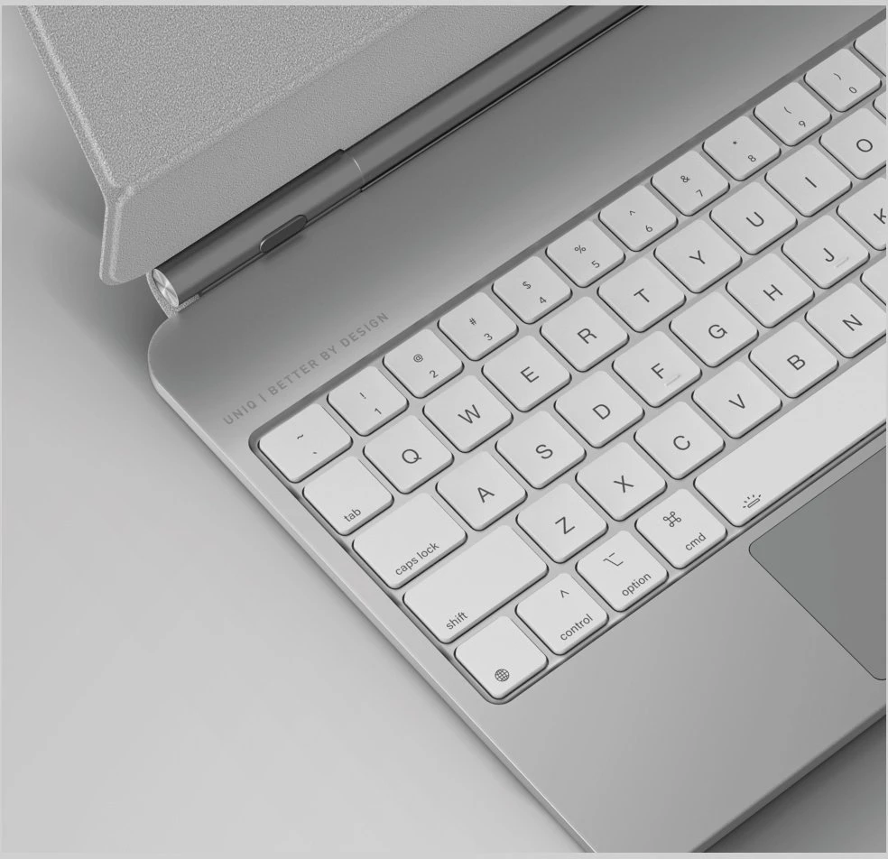 „Uniq Venno Pro“ magnetinis išmanusis dėklas su klaviatūra, skirtas „iPad Air 10.9" (2020/2022) / „Pro 11" (2021/2022) / „Air 11" (2024/2025/2026)“ - Baltas